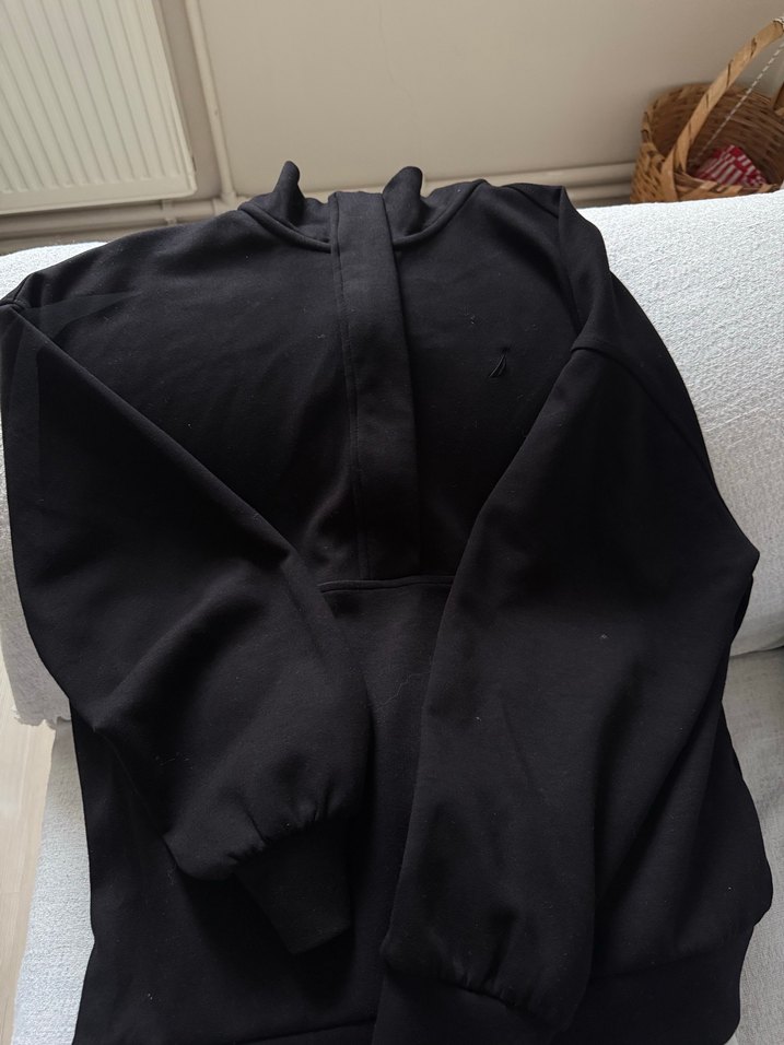 Siyah Rahat Kesim Kadın  sweat - Görsel 2