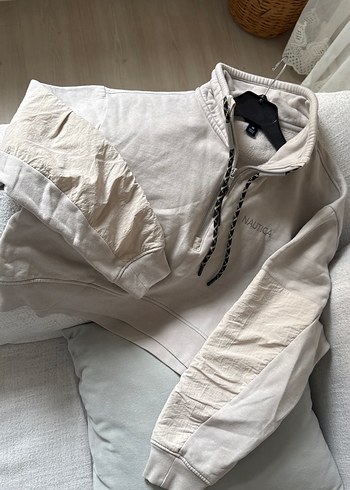 Kadın Gri Yüksek Yakalı Fermuarlı Sweatshirt Oversize - Görsel 2