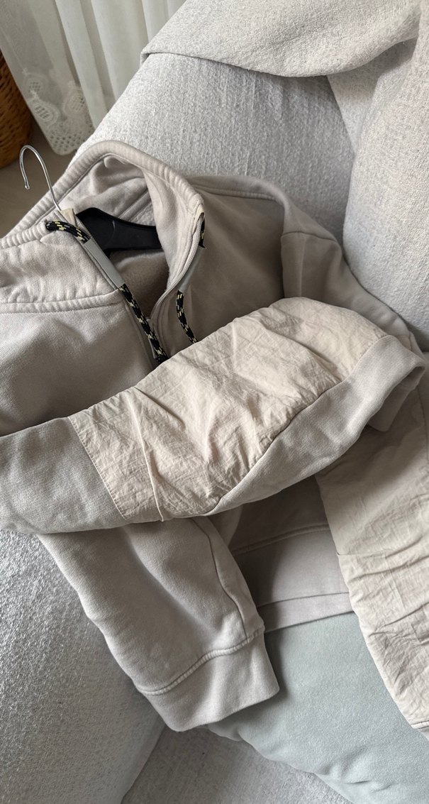 Kadın Gri Yüksek Yakalı Fermuarlı Sweatshirt Oversize - Görsel 3