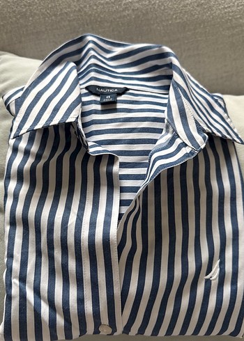 Mavi Çizgili  Kadın Gömlek - Görsel 2