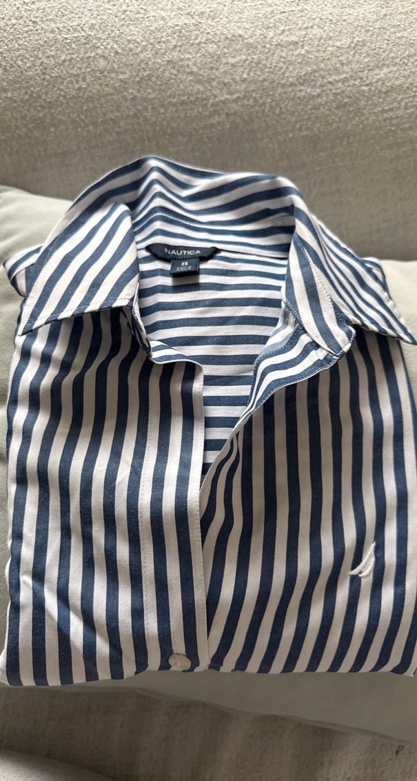 Mavi Çizgili  Kadın Gömlek - Görsel 2