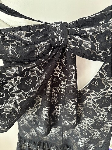 Miss Selfridge Siyah Dantelli Kısa Elbise - Görsel 3