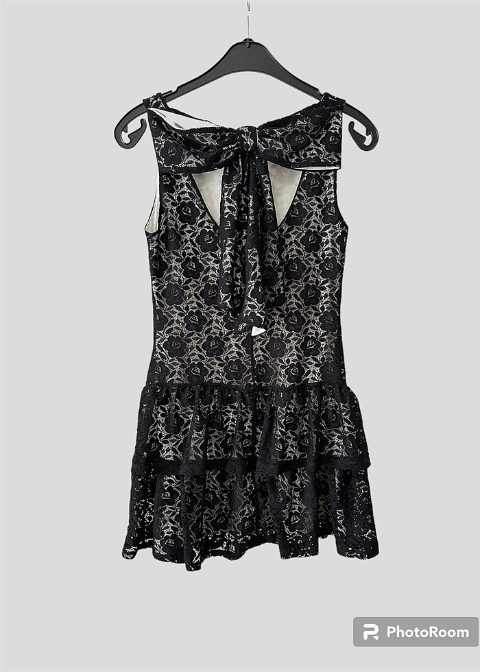 Miss Selfridge Siyah Dantelli Kısa Elbise - Görsel 2