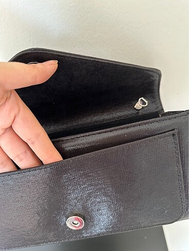 Siyah Parlak Clutch - Görsel 7