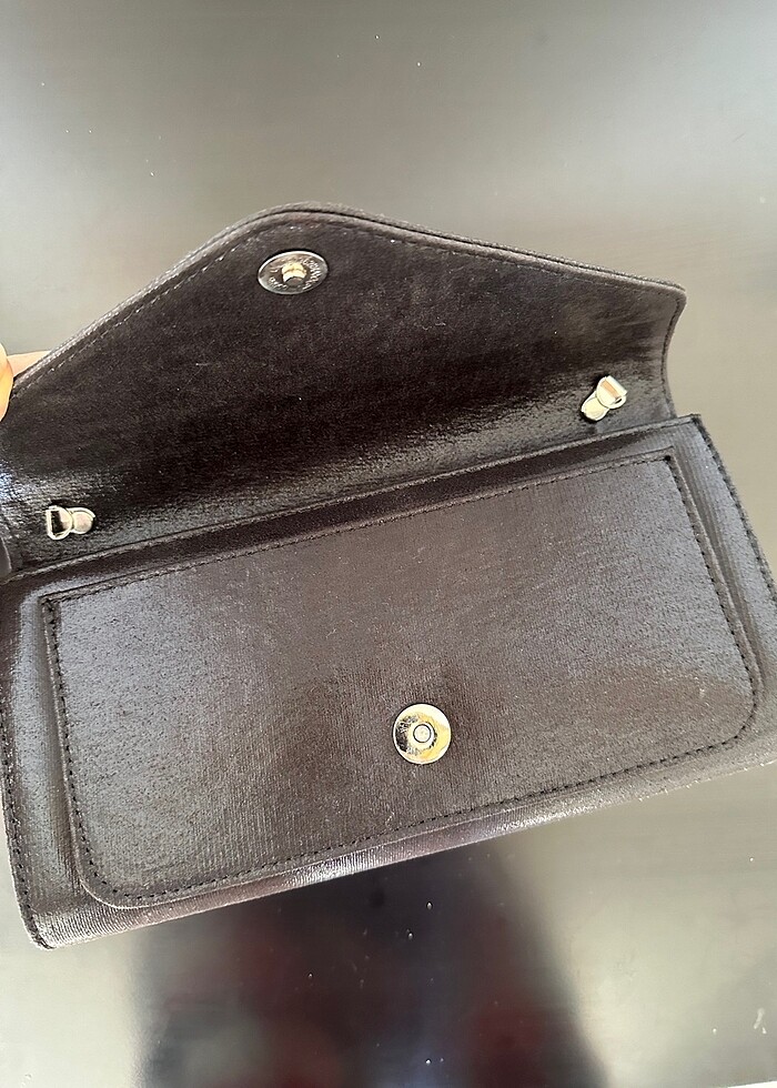 Siyah Parlak Clutch - Görsel 5