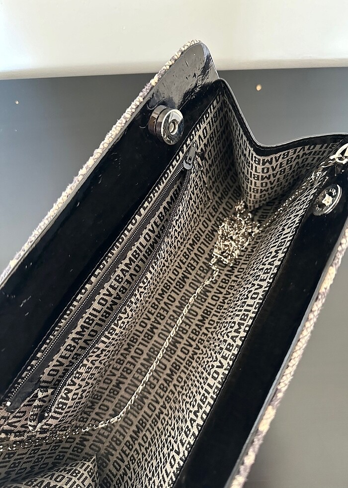 Bambi Yılan Derisi Portföy/ Clutch Çanta - Görsel 5