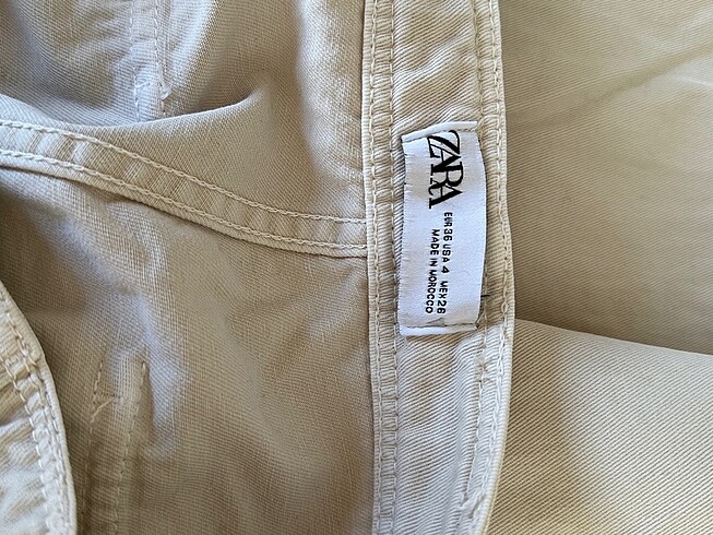 ZARA Krem Renk Kargo Pantolon - Görsel 4