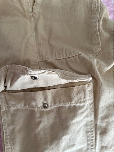 ZARA Krem Renk Kargo Pantolon - Görsel 5