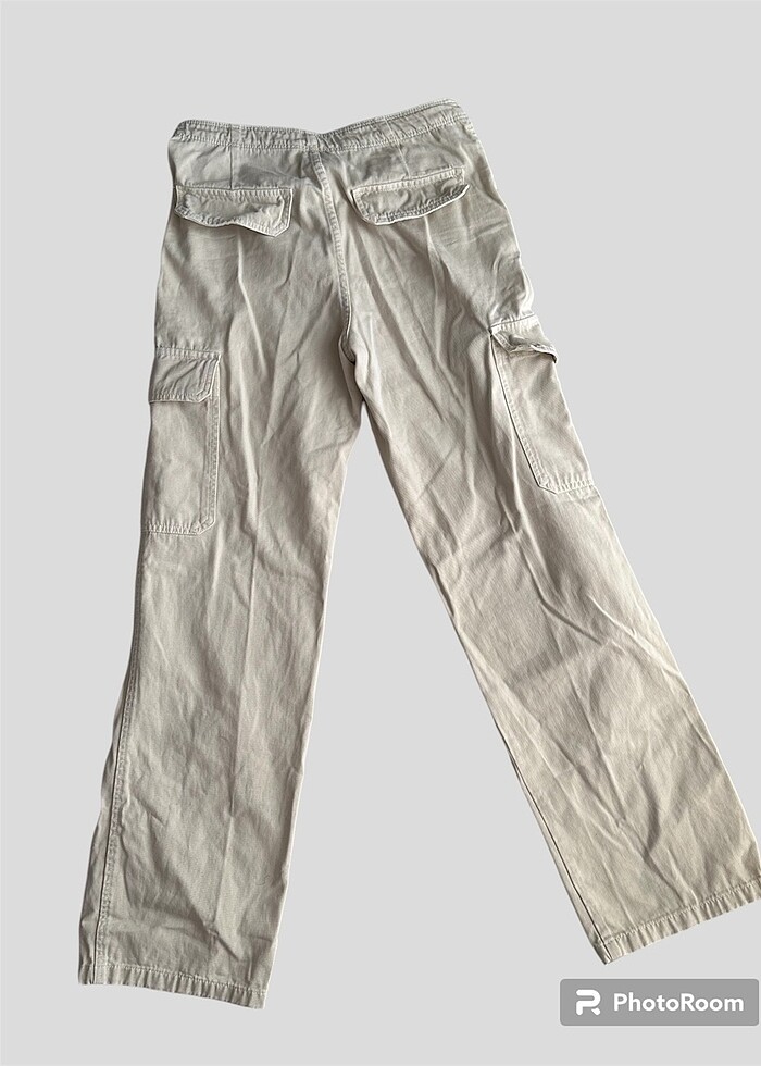 ZARA Krem Renk Kargo Pantolon - Görsel 2
