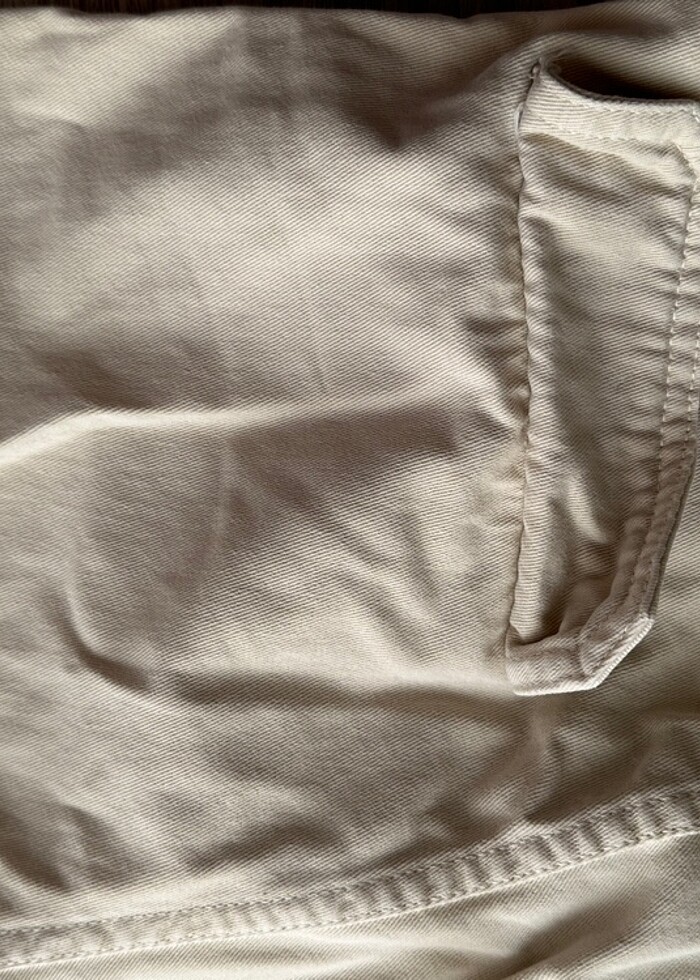 ZARA Krem Renk Kargo Pantolon - Görsel 3