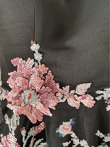 Alfabeta Pul İşlemeli Siyah Şık Mezuniyet Elbisesi - Görsel 8