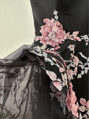 Alfabeta Pul İşlemeli Siyah Şık Mezuniyet Elbisesi - Görsel 10