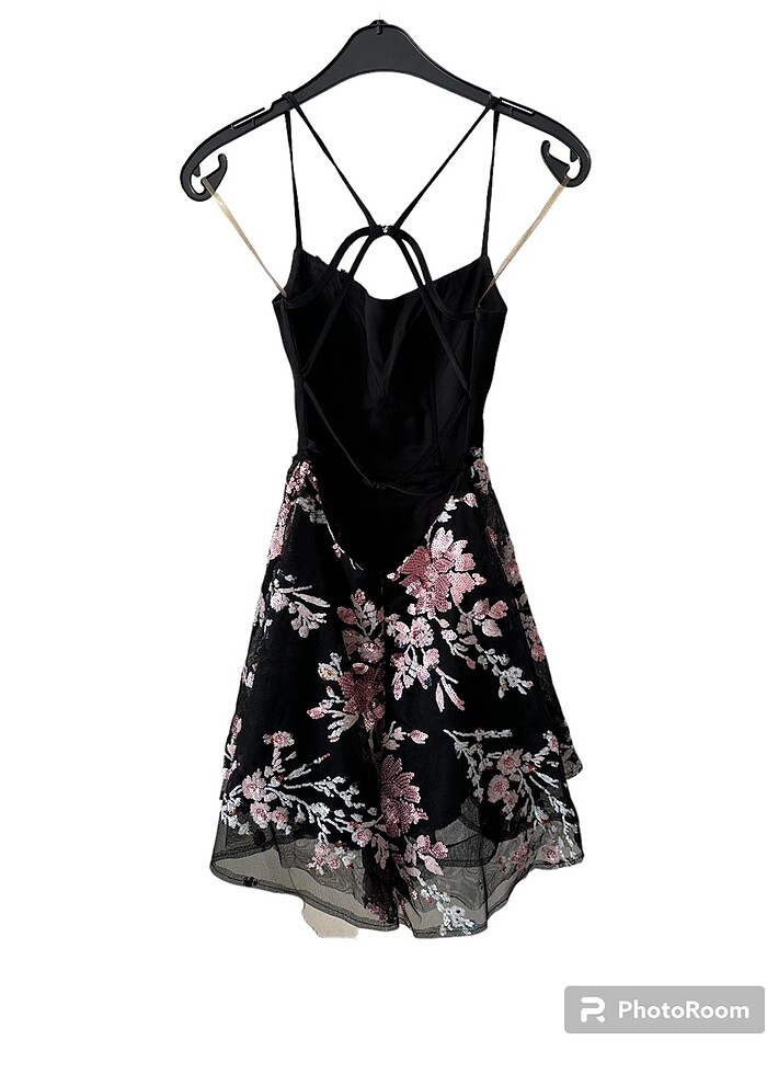 Alfabeta Pul İşlemeli Siyah Şık Mezuniyet Elbisesi - Görsel 2