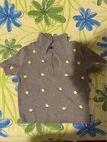 Gri polo yaka crop