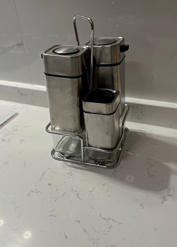 Gri Metal Baharatlık Seti ve Standı - Görsel 3