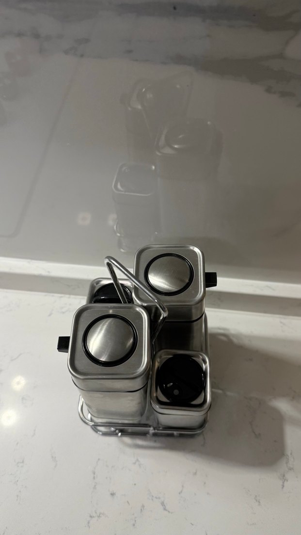 Gri Metal Baharatlık Seti ve Standı - Görsel 2