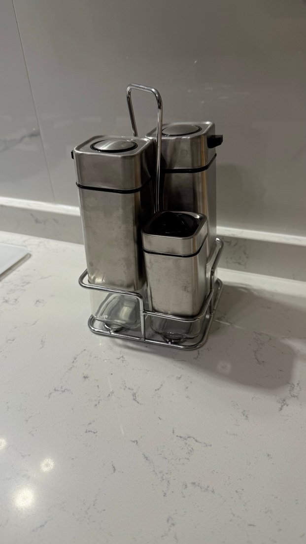 Gri Metal Baharatlık Seti ve Standı - Görsel 3