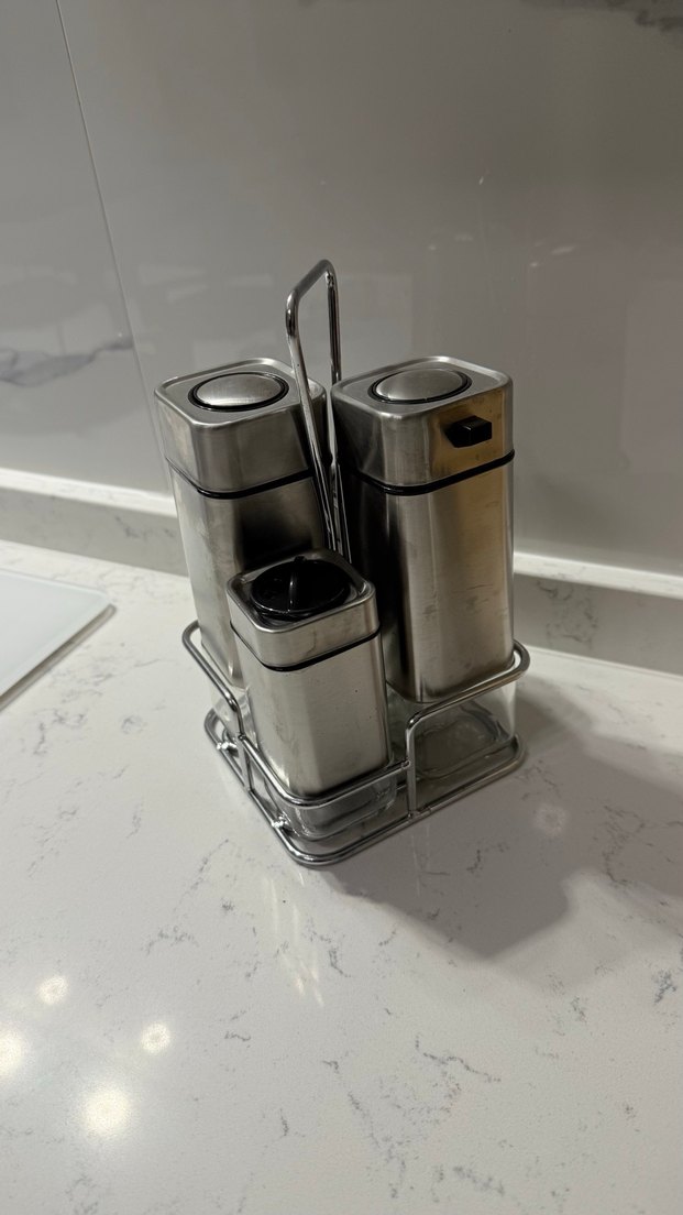 Gri Metal Baharatlık Seti ve Standı - Görsel 4