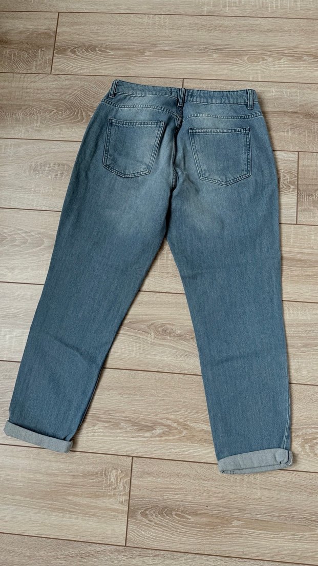 Kadın Mavi Yırtık Detaylı Salaş Kot Pantolon - Görsel 3