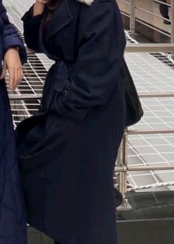 Lacivert Denim Midi Trençkot - Görsel 3