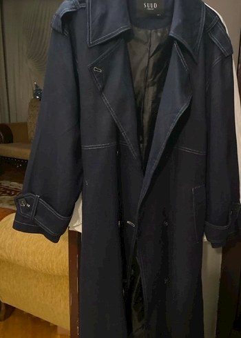 Lacivert Denim Midi Trençkot - Görsel 5