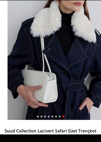 Lacivert Denim Midi Trençkot - Görsel 2