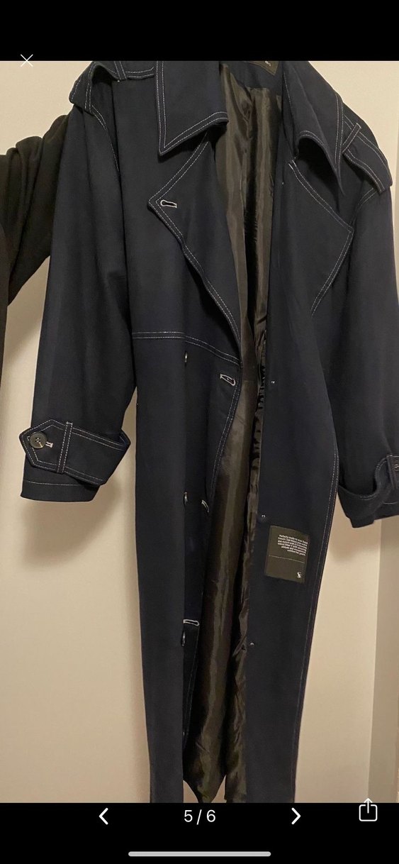 Lacivert Denim Midi Trençkot - Görsel 4