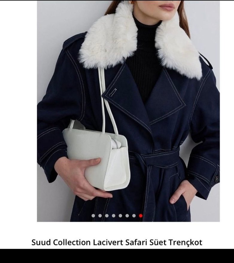 Lacivert Denim Midi Trençkot - Görsel 2