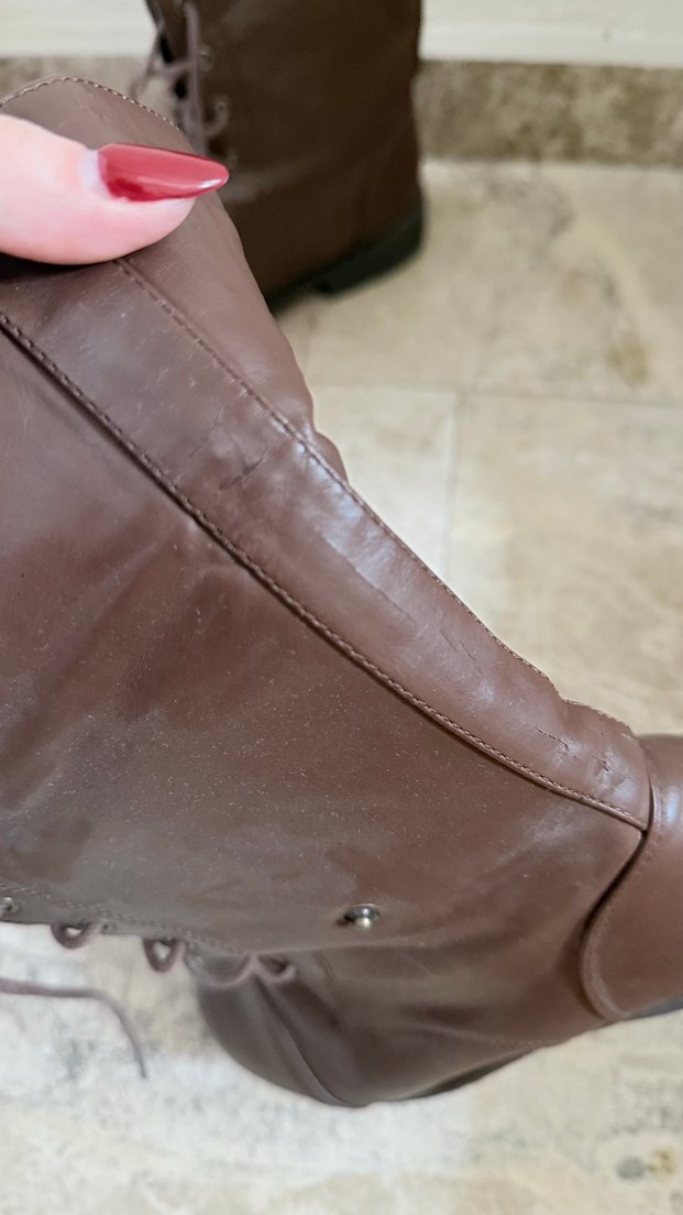 Kahverengi Deri Kadın Bot - Görsel 3