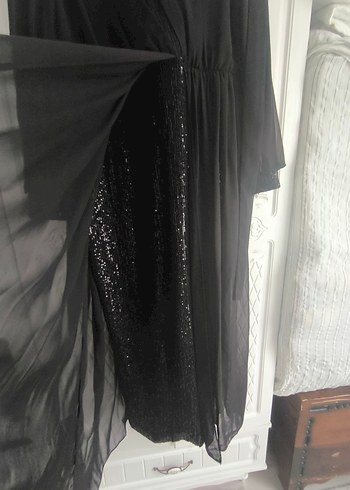 Siyah Uzun Drapeli Gotik Elbise - Görsel 5