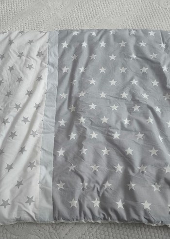 Gri Yıldız Desenli Nakışlı Pamuklu Bebek Uyku Seti - Görsel 5