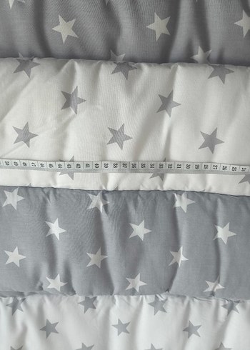 Gri Yıldız Desenli Nakışlı Pamuklu Bebek Uyku Seti - Görsel 6