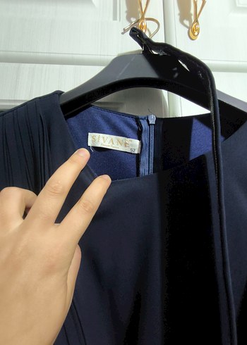 lacivert Drapeli Uzun abiye - Görsel 8