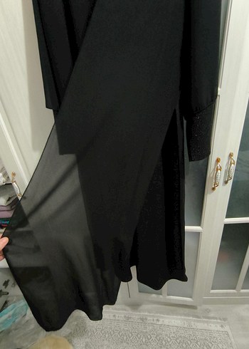 içi simli Uzun Siyah Gotik abiye - Görsel 7