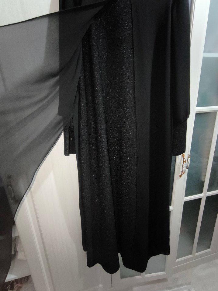 içi simli Uzun Siyah Gotik abiye - Görsel 5