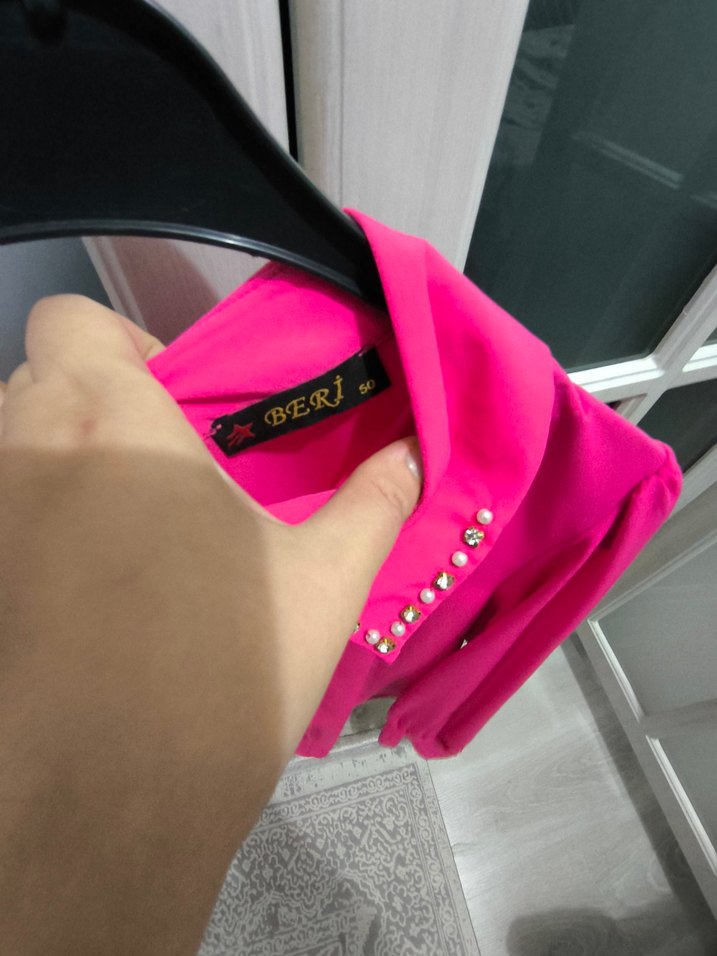 Pembe İnci Detaylı Düğmeli Uzun Kollu Gömlek - Görsel 2