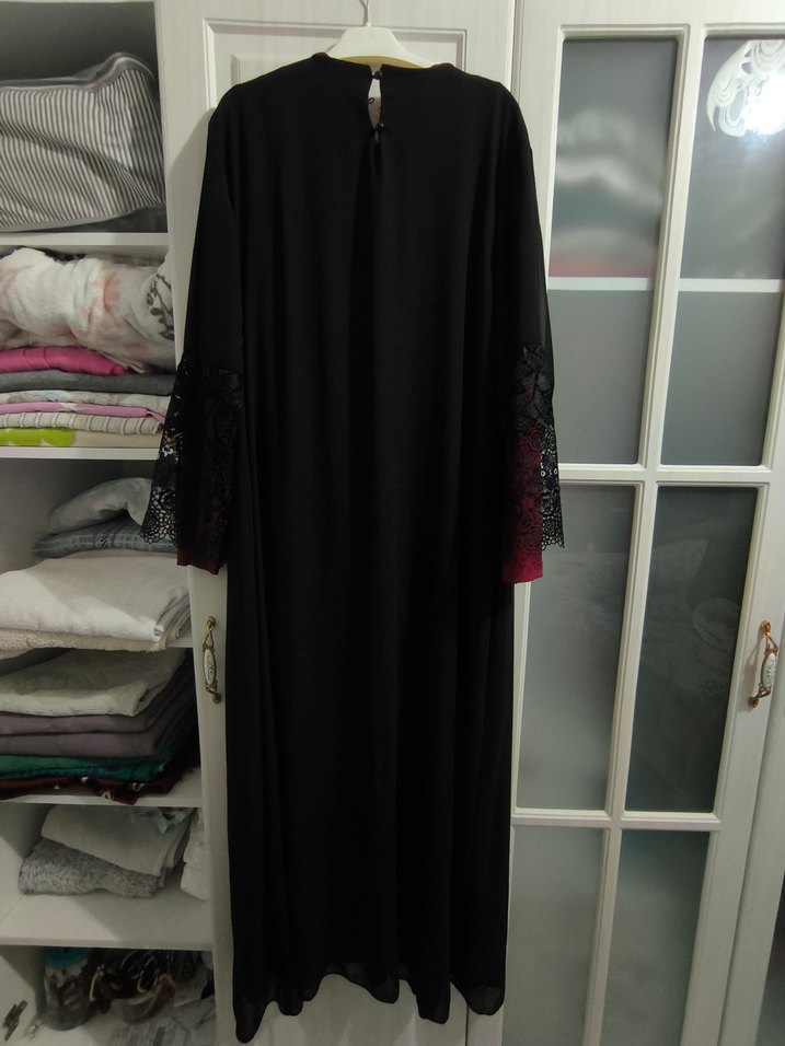 Bordo Detaylı Uzun Kollu abiye - Görsel 4