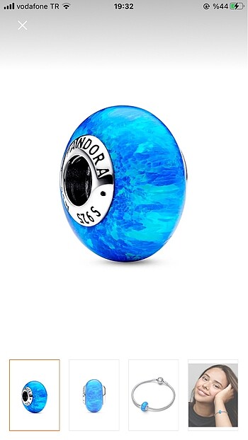 Pandora okyanus mavisi charm