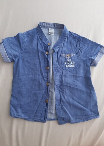 Erkek Çocuk Mavi Kısa Kollu Denim Gömlek