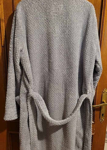 Gri M&S Midi Pamuklu Pelus Uzun Kollu Sabahlık - Görsel 3