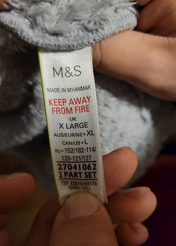 Gri M&S Midi Pamuklu Pelus Uzun Kollu Sabahlık - Görsel 5