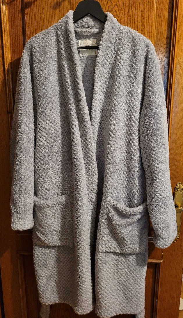 Gri M&S Midi Pamuklu Pelus Uzun Kollu Sabahlık - Görsel 2