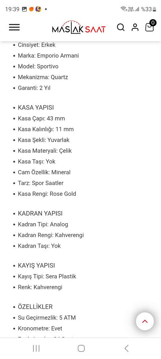 Emporio Armani AR5890 Erkek Kahverengi Kol Saati - Görsel 2