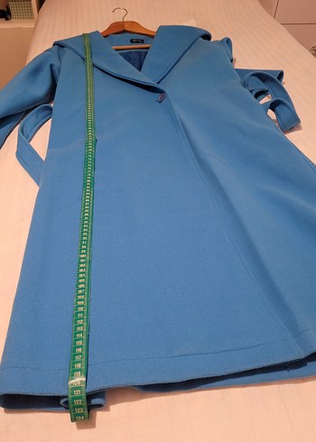 Mavi Uzun Rahat Kesim Kadin Kaban - Görsel 7