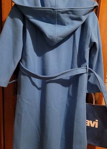 Mavi Uzun Rahat Kesim Kadin Kaban - Görsel 3