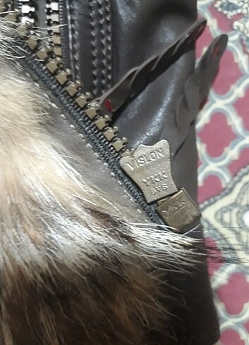 KAHVERENGI ASKONA ICI TILKI KÜRKLÜ DERI CEKET - Görsel 6