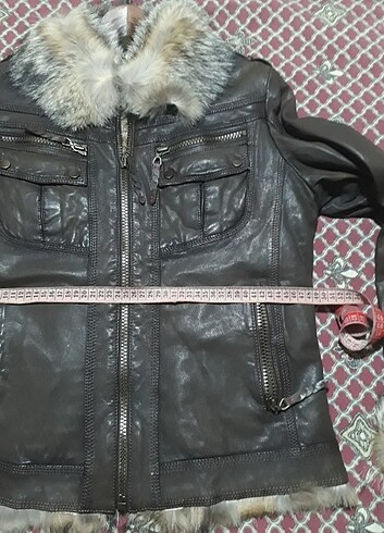 KAHVERENGI ASKONA ICI TILKI KÜRKLÜ DERI CEKET - Görsel 9