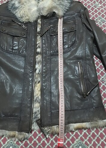 KAHVERENGI ASKONA ICI TILKI KÜRKLÜ DERI CEKET - Görsel 12