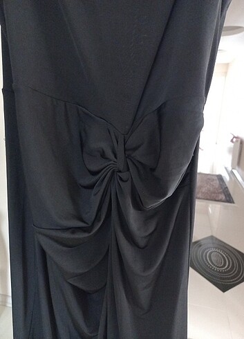 l Beden siyah Renk Askılı uzun elbise 