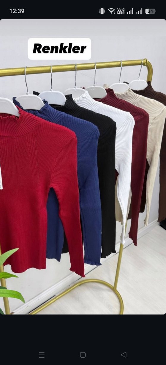 Bordo Yüksek Yaka Fitilli Kadın Kazak - Görsel 4